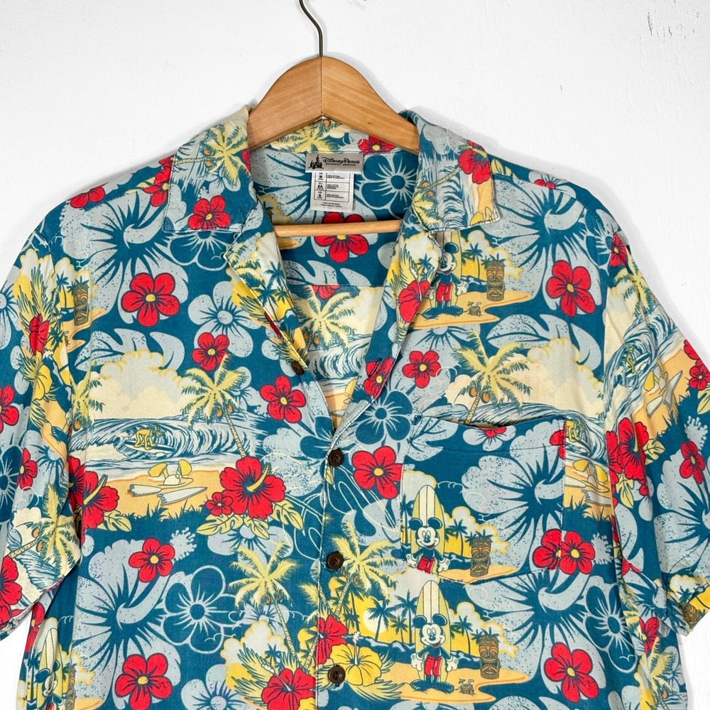 Disney Parks Mickey Mouse Tropical Aloha Tiki Shirt Mens S Retro‎ Resortwear